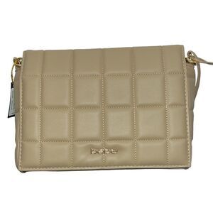 Bebe Beige Chica Quilted Faux Leather Crossbody Bag